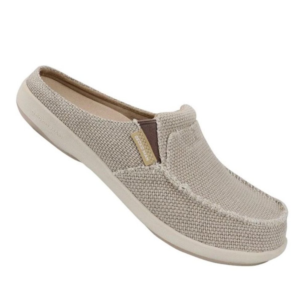 GeckoMan Men Arch Support Canvas Slipper Loafers -Cream